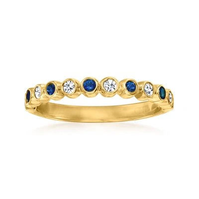 Rs Pure By Ross-simons Bezel-set Diamond And . Sapphire Ring In 14kt Yellow Gold In Blue
