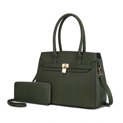 Mkf Collection By Mia K Bruna Satchel Bag With A Matching Wallet -2 Pieces Set In Green