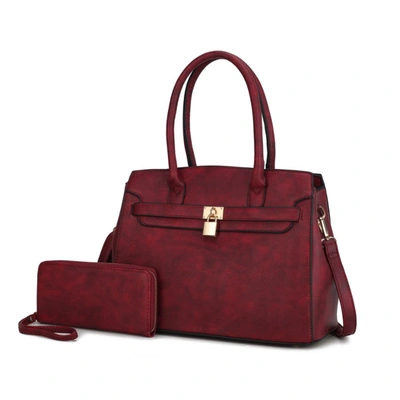 Mkf Collection By Mia K Bruna Satchel Bag With A Matching Wallet -2 Pieces Set In Red