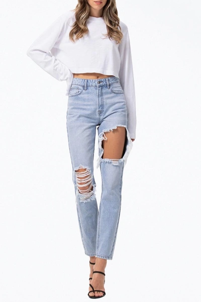 Jelly Jeans High-rise Distressed Tapered Jeans In Light Blue