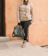 And The Why Luxe Velvet Spots Hoodie In Heathered Mocha In Beige