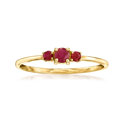 Rs Pure By Ross-simons Ruby 3-stone Ring In 14kt Yellow Gold In Red