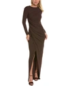 Michael Kors Collection Draped Gown In Brown