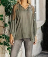 And The Why Alara Embroidered Top In Sage In Green