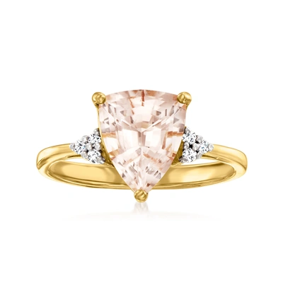 Ross-simons Morganite Ring With Diamond Accents In 14kt Yellow Gold In Pink
