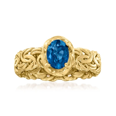 Canaria Fine Jewelry Canaria London Blue Topaz Byzantine Ring In 10kt Yellow Gold