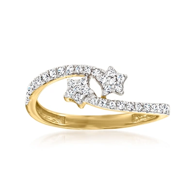 Canaria Fine Jewelry Canaria Diamond Star Bypass Ring In 10kt Yellow Gold In Silver
