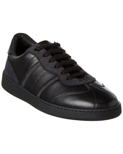 Ferragamo Achille Leather Sneaker In Black