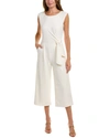 Tahari Asl Side-tie Cropped Jumpsuit In White