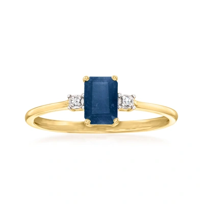 Canaria Fine Jewelry Canaria Sapphire Ring With Diamond Accents In 10kt Yellow Gold In Blue