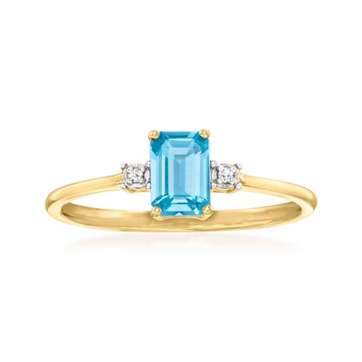 Canaria Fine Jewelry Canaria London Blue Topaz Ring With Diamond Accents In 10kt Yellow Gold