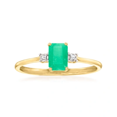 Canaria Fine Jewelry Canaria Emerald Ring With Diamond Accents In 10kt Yellow Gold In Green