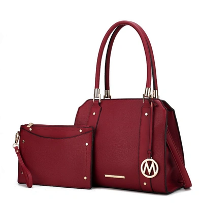 Mkf Collection By Mia K Norah Vegan Leather Women's Satchel Bag With Wristlet - 2 Pieces In Red