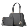 Mkf Collection By Mia K Norah Vegan Leather Women's Satchel Bag With Wristlet - 2 Pieces In Grey