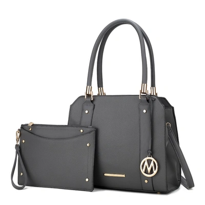 Mkf Collection By Mia K Norah Vegan Leather Women's Satchel Bag With Wristlet - 2 Pieces In Grey