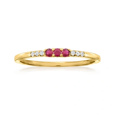 Rs Pure Ross-simons Ruby And Diamond-accented Ring In 14kt Yellow Gold