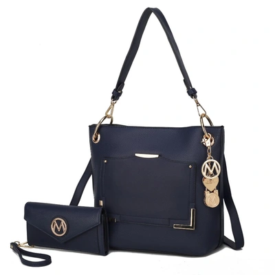 Mkf Collection By Mia K Grace Vegan Leather Shoulder Handbag In Blue