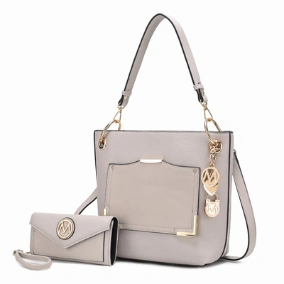 Mkf Collection By Mia K Grace Vegan Leather Shoulder Handbag In Grey