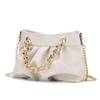 Mkf Collection By Mia K Marvila Minimalist Vegan Leather Chain Ruched Shoulder Bag In White