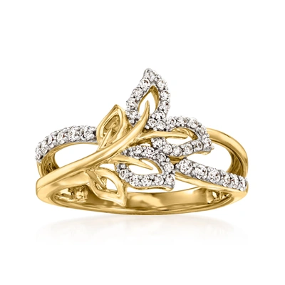 Ross-simons Diamond Ivy Leaf Ring In 14kt Yellow Gold In Silver