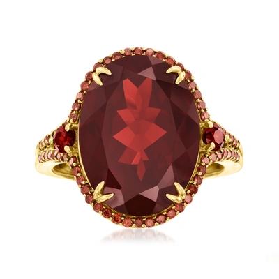 Ross-simons Garnet And . Red Diamond Ring In 14kt Yellow Gold