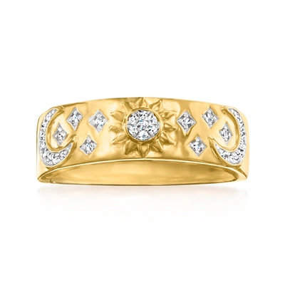 Ross-simons Diamond Moon, Sun And Star Band Ring In 18kt Gold Over Sterling In Silver
