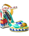 Dolce & Gabbana Carretto Leather Ankle-strap Platform Sandals In Multi