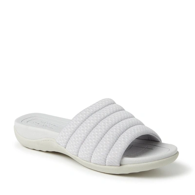 Dearfoams Womens Low Foam Slide Sandal In Silver-tone