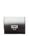 Ferragamo Gancini Clasp Leather Card Case Wallet In Silver