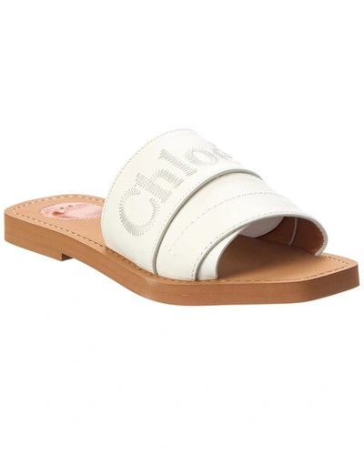 Chloé Woody Logo-embroidered Slides In White