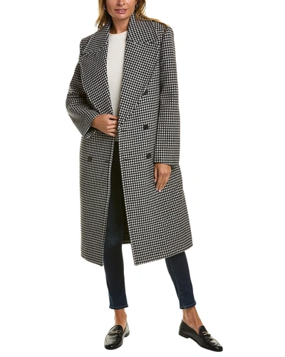 Michael Kors Collection Dogtooth Melton Wool Coat In Black