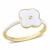 Mimi & Max Created White Sapphire Floral White Enamel Ring In Yellow Plated Sterling Silver In White