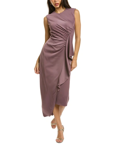 Kay Unger Sleeveless Ruched Ruffle Maxi Dress In Brown