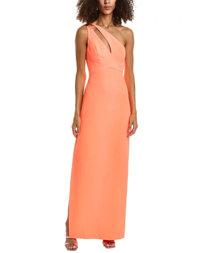 Liv Foster One-shoulder Cutout Twill Gown In Orange