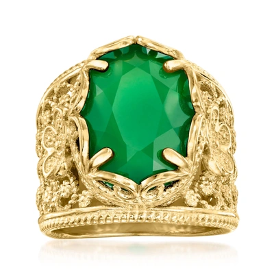 Ross-simons Green Chalcedony Crown Ring In 18kt Gold Over Sterling