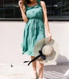 CES FEMME BARELY RUFFLED GREEN SUN DRESS IN LUSH GREEN