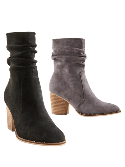 CHARLIE PAIGE SUEDED SLOUCH BOOTIES IN BLACK