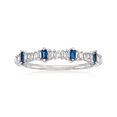 Ross-simons Diamond And . Sapphire Stackable Ring In 14kt White Gold In Blue