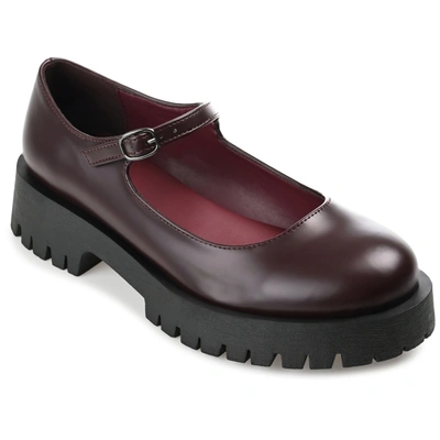 Journee Collection Kamie Mary Jane Platform Flat In Wine