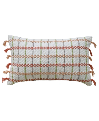 Vibhsa Linden Street Handwoven Knotted Edging Decorative Pillow, 14" X 24" In Multi