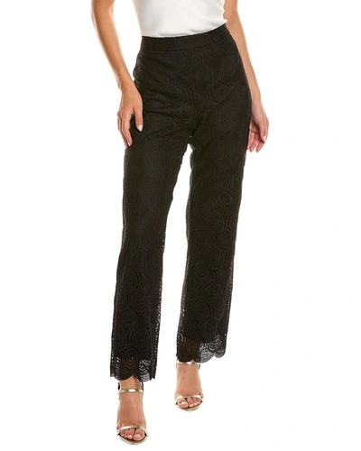 Donna Karan Women's Circular Lace Wide-leg Zip Pants In Black
