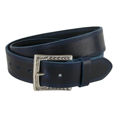 Crookhorndavis Douglas Soho Casual Pull Up Leather Jean Belt In Blue