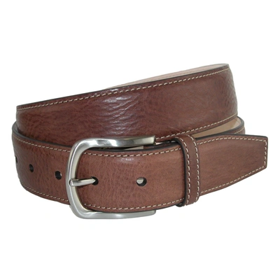 Crookhorndavis Brescia Boxcalf Casual Belt With Contrast Stitch In Green