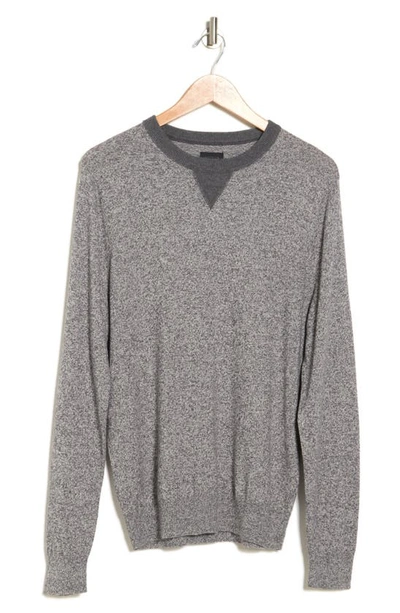 14th & Union Contrast Crewneck Pullover Sweater In Grey Shade Marl