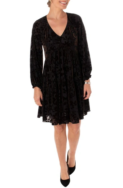 sachin and babi light blue dress Taylor Dresses Burnout Velvet Empire Waist Dress In Black/ Carob