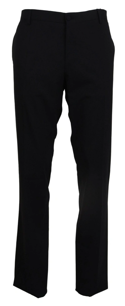 Dolce & Gabbana Black Wool Stretch Dress Formal Slim Fit Pant