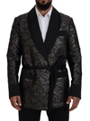 Dolce & Gabbana Gold Purple Baroque Jacket Blazer Robe In Gold