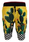 Dolce & Gabbana Multicolor Cactus Print Cotton Sweat Shorts In Multicolor