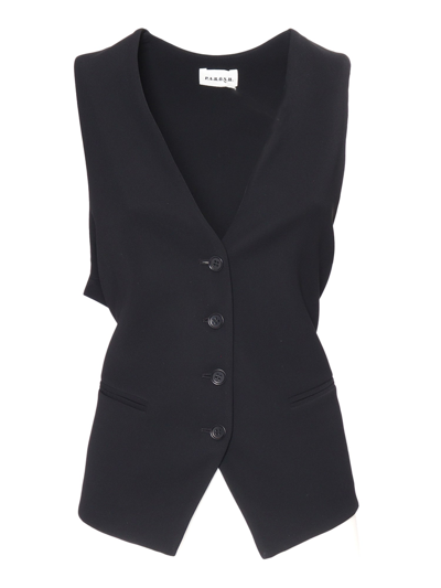 P.a.r.o.s.h Rear Belted Waistcoat In Black