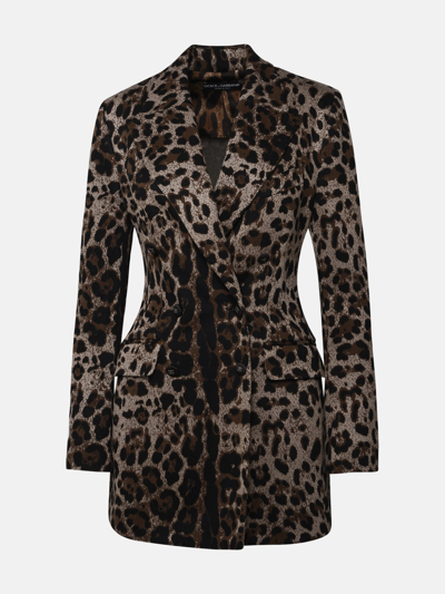 Dolce & Gabbana Blazer Leopardato In Brown